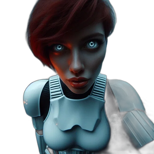 robot, face, 3d render, concept art transparent PNG cut-out