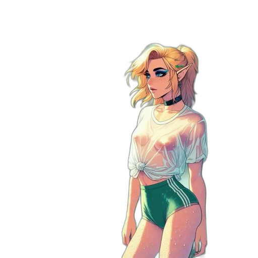 dress, staff, jacket, comic book art transparent PNG cut-out