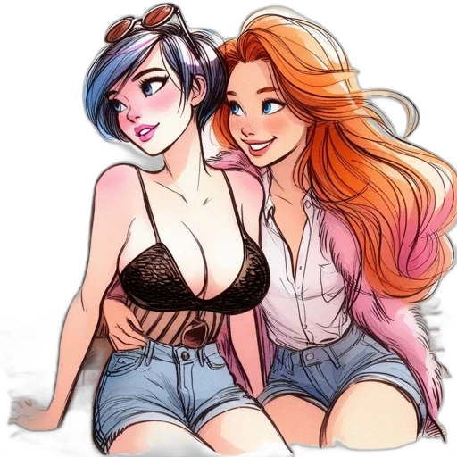 cartoon, anime, watercolor, comic book art transparent PNG cut-out