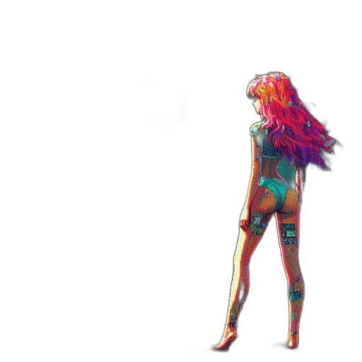 dress, hair, creature, robot transparent PNG cut-out