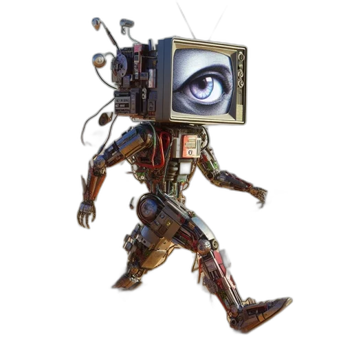 robot, creature, face, weapon transparent PNG cut-out