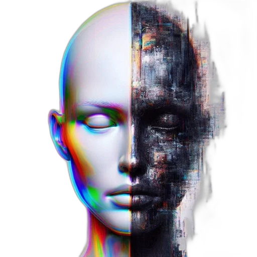 robot, face, mask, hair transparent PNG cut-out
