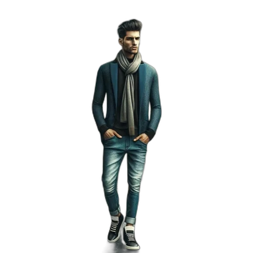 jacket, shoes, concept art, photorealistic transparent PNG cut-out
