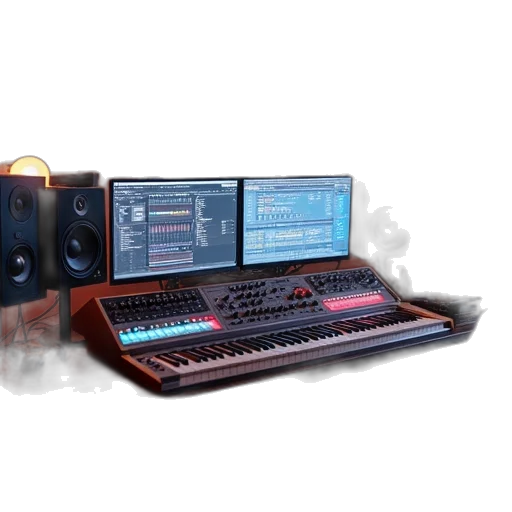 3d render, concept art, recording, desk transparent PNG cut-out