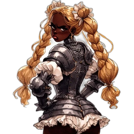 dress, hair, staff, concept art transparent PNG cut-out