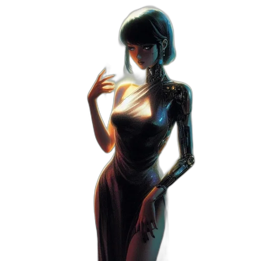 dress, robot, jewelry, staff transparent PNG cut-out