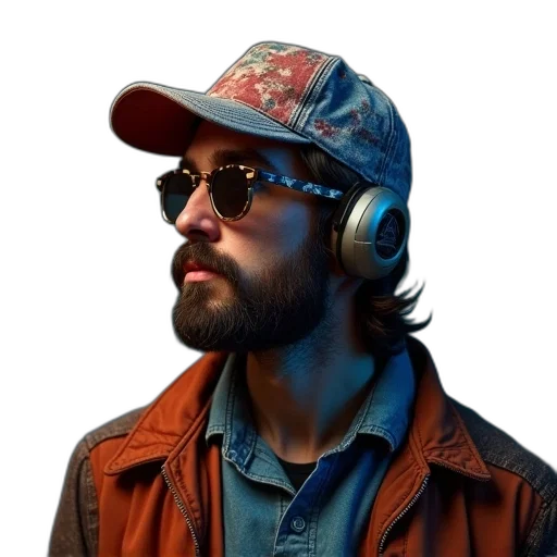 jacket, hat, face, robot transparent PNG cut-out