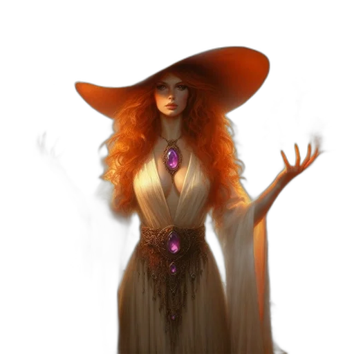 dress, hat, staff, fantasy art transparent PNG cut-out