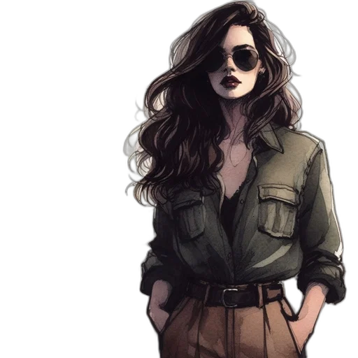 jacket, dress, hair, watercolor transparent PNG cut-out
