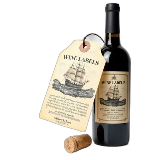 bottle, wine, label, vintage transparent PNG cut-out