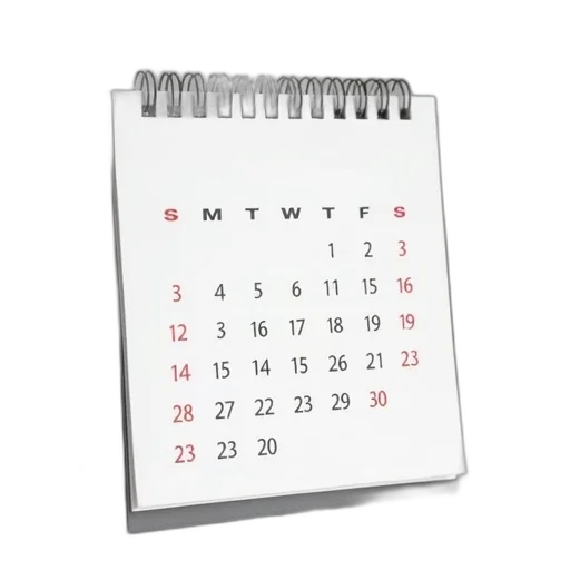 desktop, calendar, magnet, printed transparent PNG cut-out