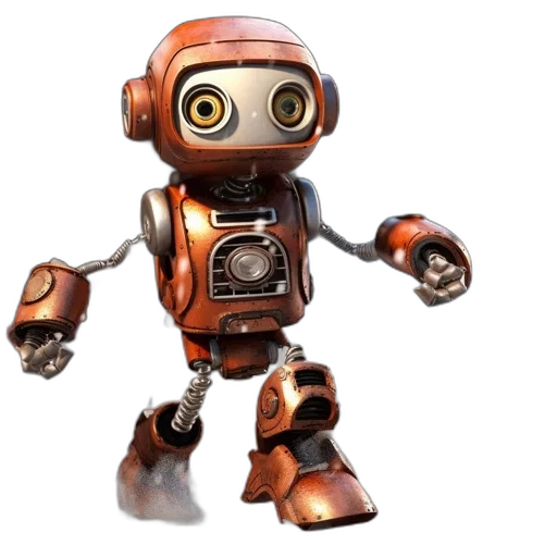 robot, 3d render, concept art, metallic transparent PNG cut-out