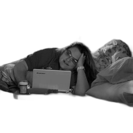 furniture, woman, bed, laptop transparent PNG cut-out