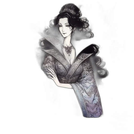 dress, jewelry, staff, fantasy art transparent PNG cut-out