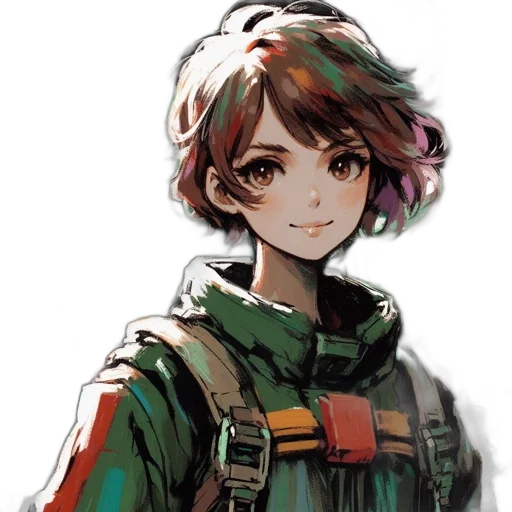 jacket, face, weapon, staff transparent PNG cut-out