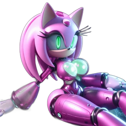 robot, weapon, 3d render, vaporwave transparent PNG cut-out