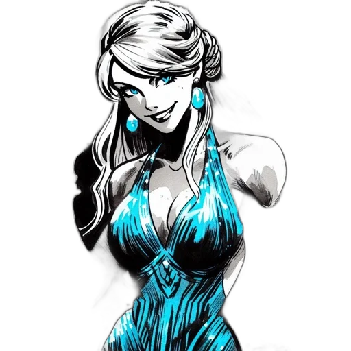 dress, jewelry, comic book art, cartoon transparent PNG cut-out