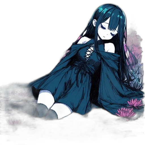 dress, flower, creature, anime transparent PNG cut-out
