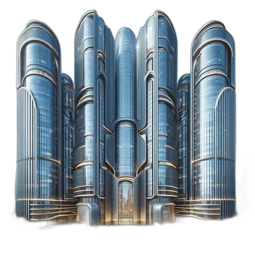 building, concept art, 3d render, cyberpunk transparent PNG cut-out
