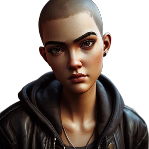 face, jacket, hair, concept art transparent PNG cut-out