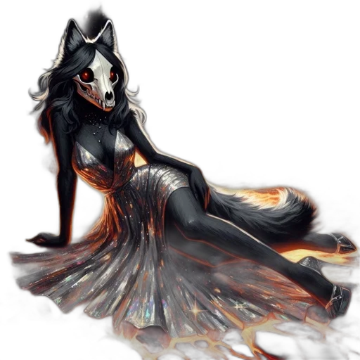 dress, mask, creature, staff transparent PNG cut-out