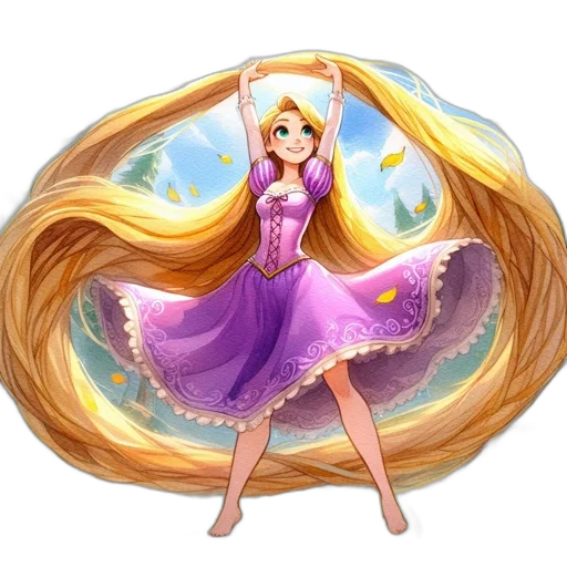 hair, dress, staff, fantasy art transparent PNG cut-out