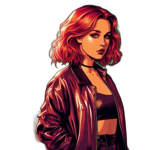 jacket, comic book art, concept art, pixel art transparent PNG cut-out
