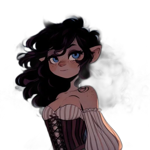 dress, staff, dragon, hair transparent PNG cut-out