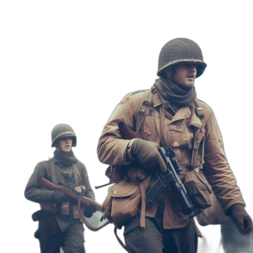 weapon, jacket, hat, staff transparent PNG cut-out