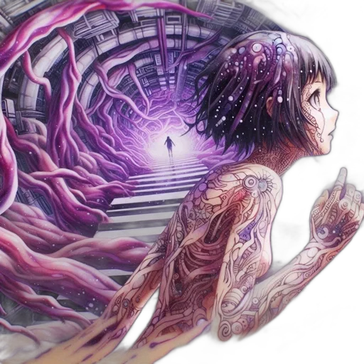hair, dress, creature, robot transparent PNG cut-out