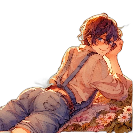 flower, creature, jacket, staff transparent PNG cut-out