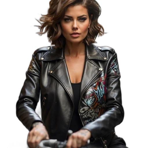 jacket, face, jewelry, hair transparent PNG cut-out