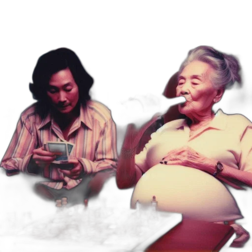 vaporwave, concept art, fire, intimate transparent PNG cut-out