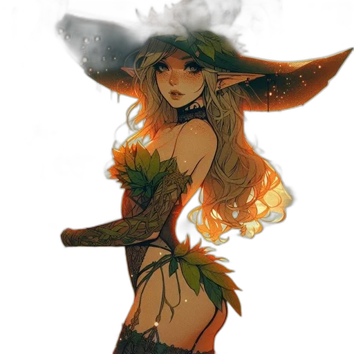 staff, dress, hat, fantasy art transparent PNG cut-out