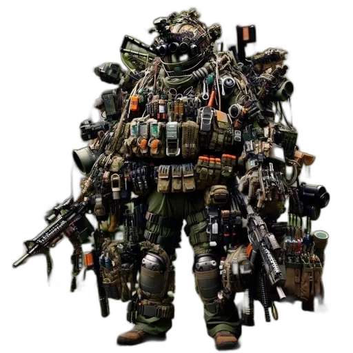weapon, robot, concept art, 3d render transparent PNG cut-out
