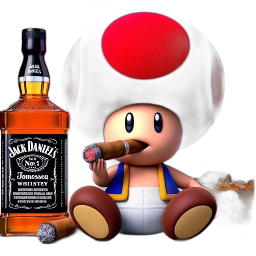 bottle, hat, food, 3d render transparent PNG cut-out