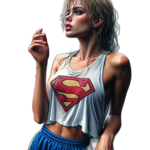 jewelry, face, comic book art, oil painting transparent PNG cut-out