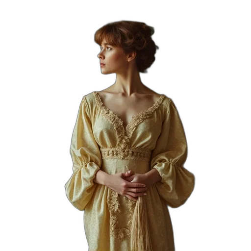 dress, staff, crown, photorealistic transparent PNG cut-out