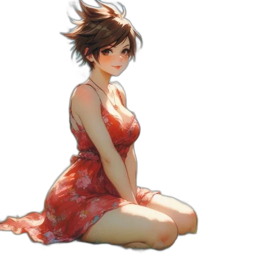 dress, flower, face, concept art transparent PNG cut-out
