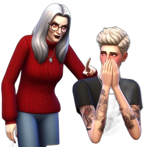 concept art, older, woman, glasses transparent PNG cut-out