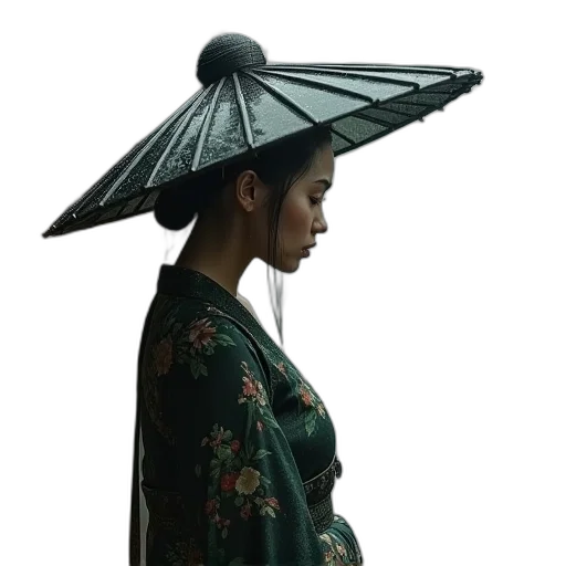 umbrella, hat, dress, staff transparent PNG cut-out