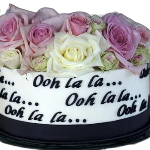 cake, pink, white, roses transparent PNG cut-out