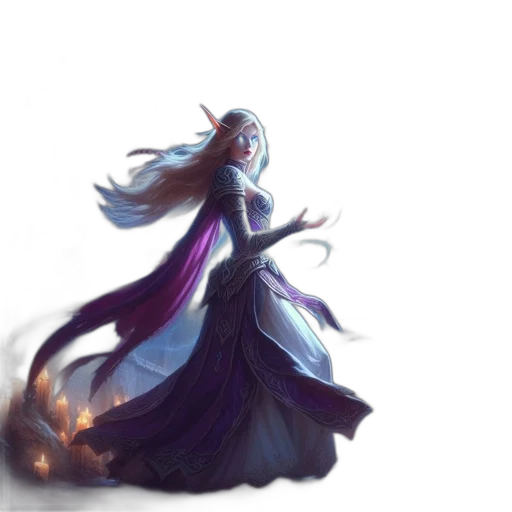 dress, staff, dragon, fantasy art transparent PNG cut-out