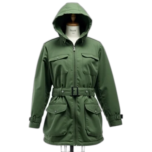 jacket, green, coat, hood transparent PNG cut-out