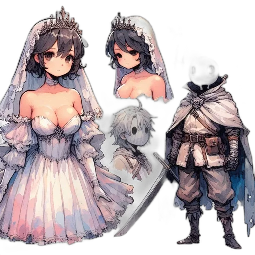 dress, sword, weapon, crown transparent PNG cut-out