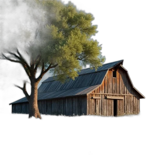 tree, building, photorealistic, concept art transparent PNG cut-out