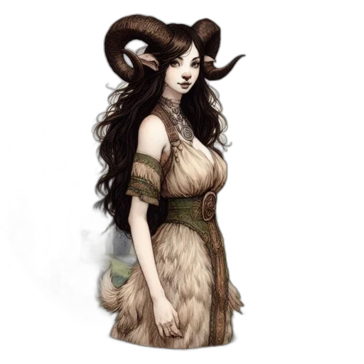 dress, dragon, staff, hair transparent PNG cut-out