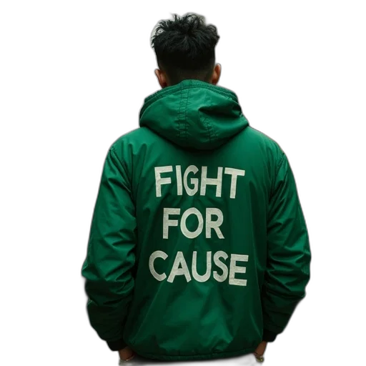 jacket, green, melanian, wearing transparent PNG cut-out