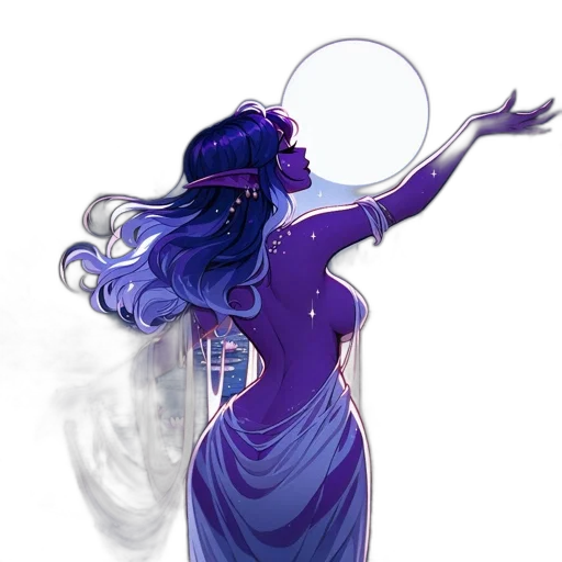 dress, crown, hair, staff transparent PNG cut-out