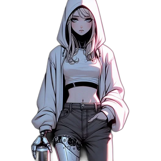 jacket, weapon, robot, staff transparent PNG cut-out